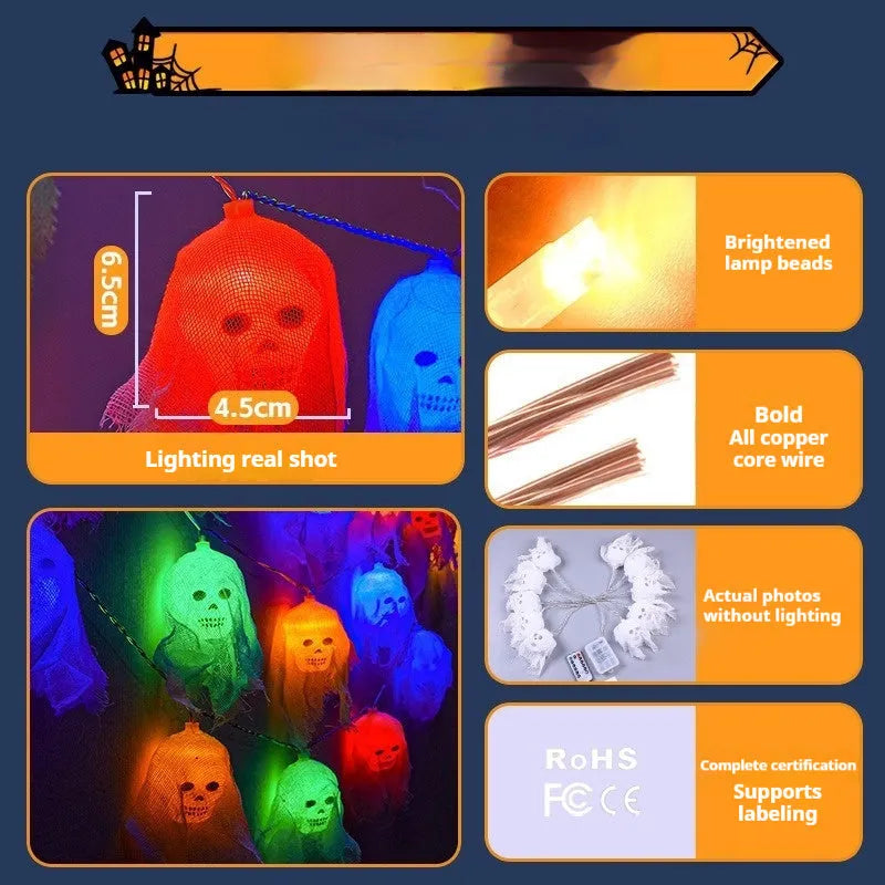 Halloween coloured LED lights with plastic shell for indoor wall decoration with battery box