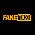 FAKE TAXI waterproof car warning sticker in black, white, or yellow, measuring 20 by 8 centimetres.