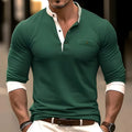 Personality men's long sleeve cotton T-shirt in solid colours with round neck design