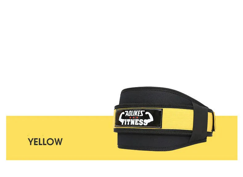 Nylon fitness waistband for adult weightlifting in black, red, or yellow colours