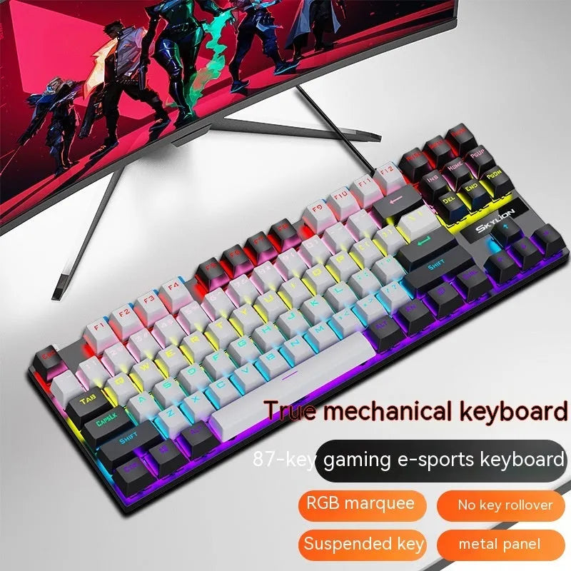 K87 mechanical keyboard with metal housing and 1.4m cable in selected colour with green or red axis switches
