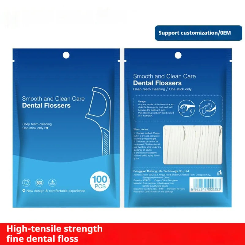 Disposable dental floss in portable bag packaging with independent single packs