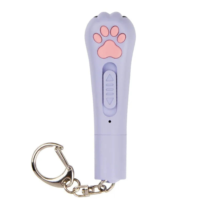 Infrared cat laser toy in blue plastic with five pattern projection functions and included cat teasing stick