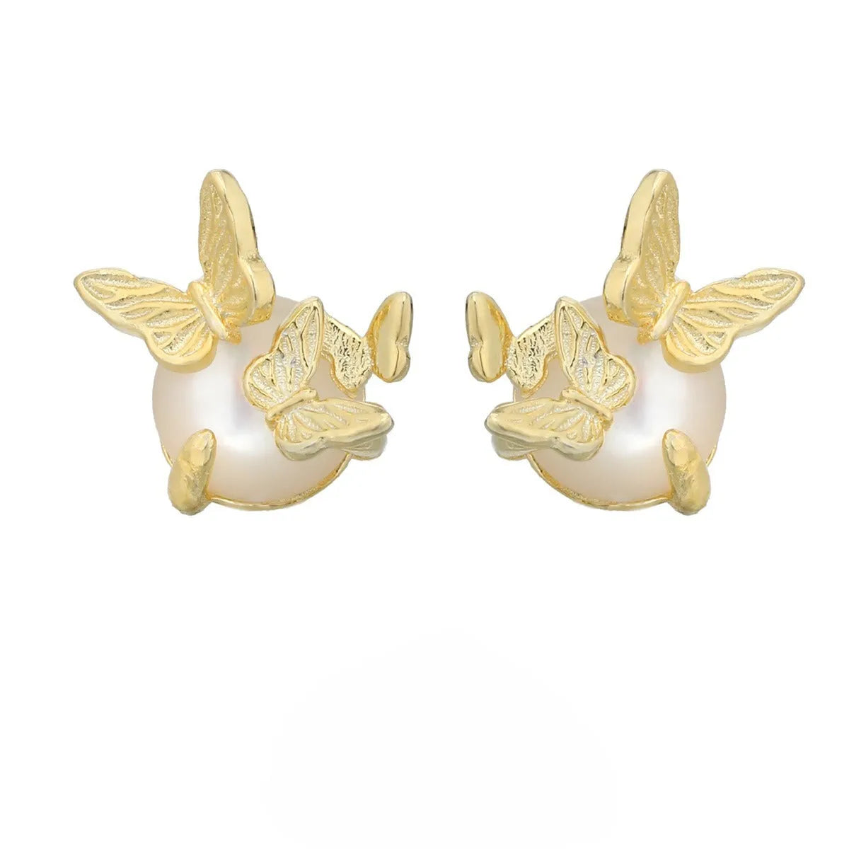 925 silver butterfly stud earrings with white gold or gold plating options