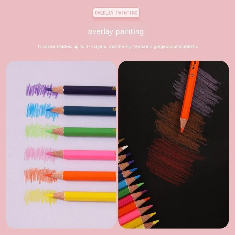 Set of wooden double-tipped colour pencils with pencil and brush ends in 12 or 24 colour options.