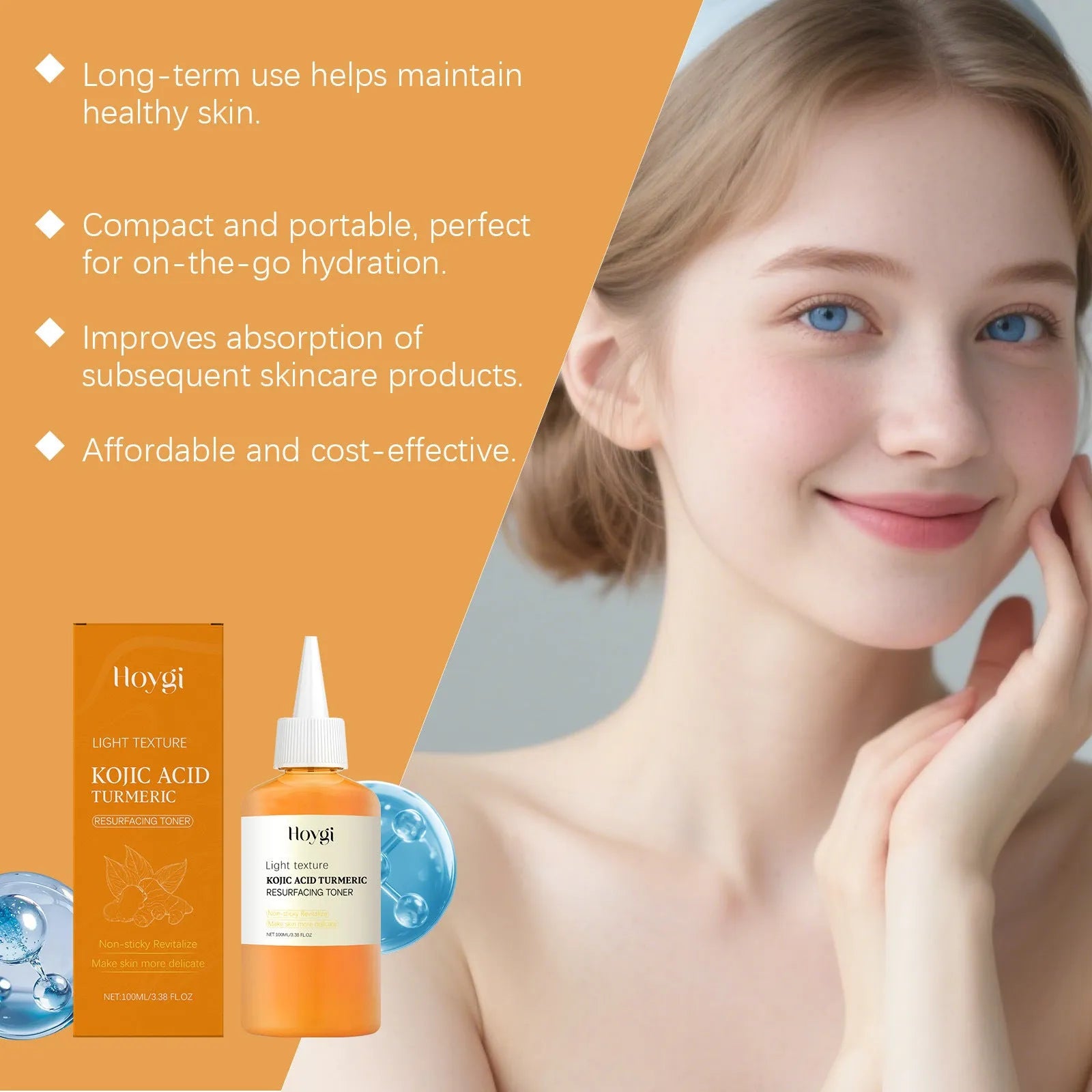 Turmeric Moisturising Water bottle, 100ml size for facial skincare.