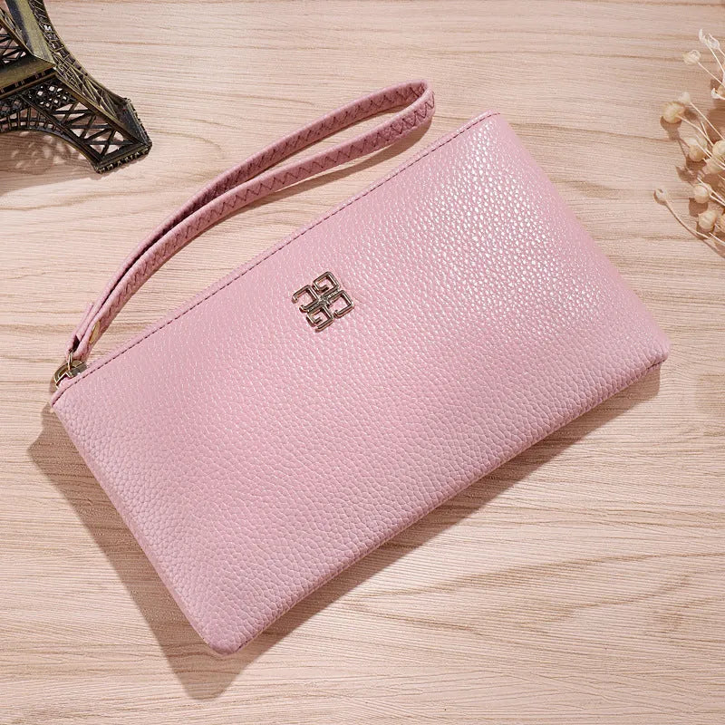 55-inch long PU leather phone wallet handbag with zipper closure in multiple colour options