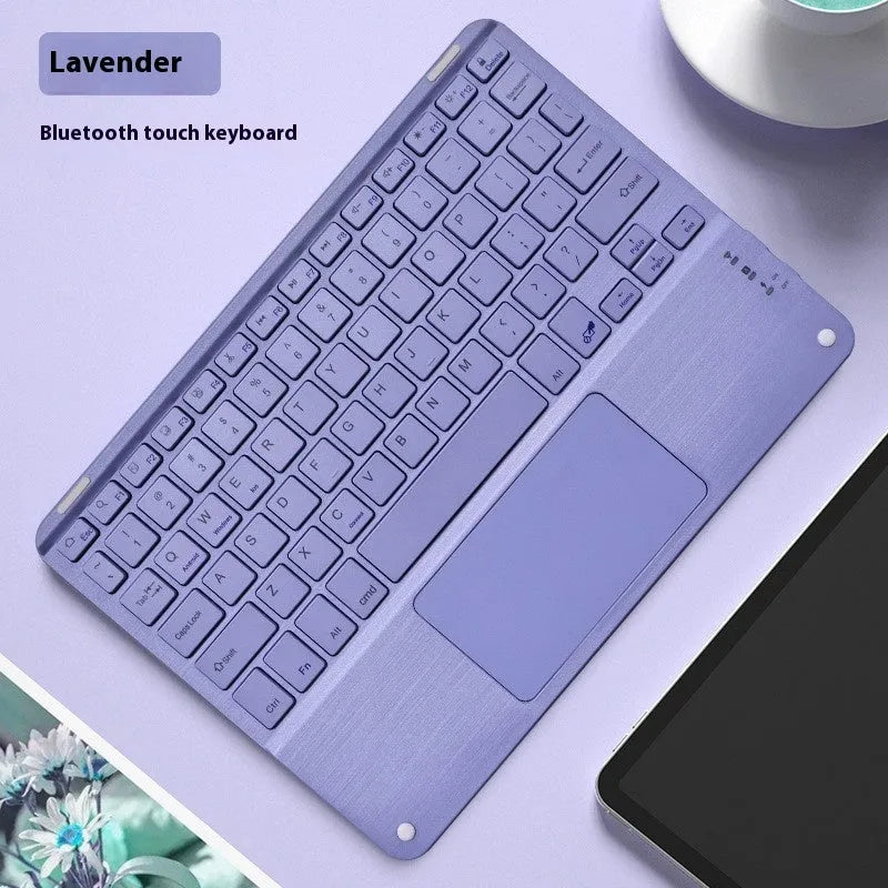 Square Hat Touch Bluetooth wireless charging keyboard showing full-colour illuminated keys on a black background.