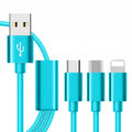 Three-in-one Micro USB charging cable for mobile phones in six colour options
