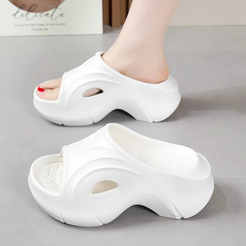 Super thick-soled EVA slippers for women in white black rose red colours