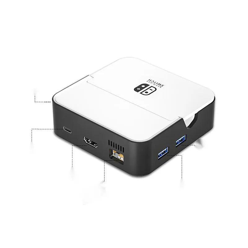 Game console portable adapter with aluminium alloy housing showing Type-C port and compact 10cm design