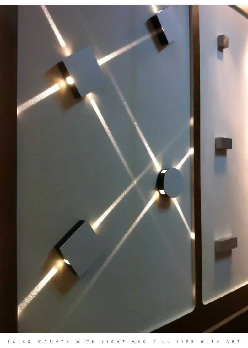 Modern square and round LED aluminium wall light with iron lampshade in Chinese style for living room