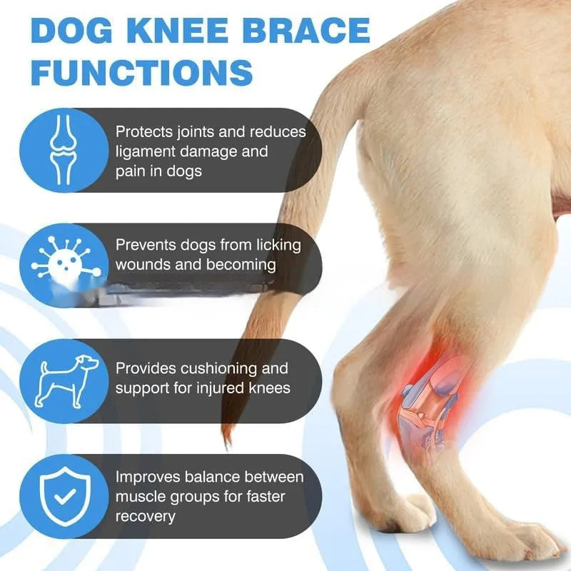 Black polyester dog leg guard for knee joint support and ACL tear rehabilitation.