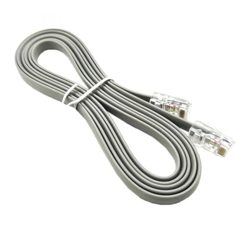 Silver grey CAT6 network cable with RJ45 connectors measuring 2 metres in length