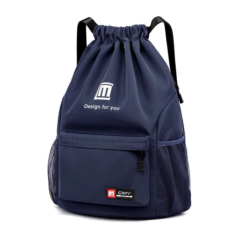 Waterproof Oxford travel backpack in multiple colours with drawstring closure and shoulder straps
