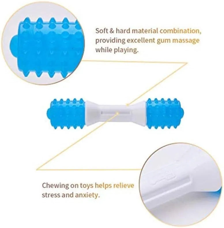 Dual-colour puppy teething chew toy made of TPR rubber and PU for moderate chewers