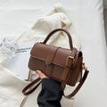 Women's PU messenger bag in horizontal square shape with sandwich pocket and file organiser interior