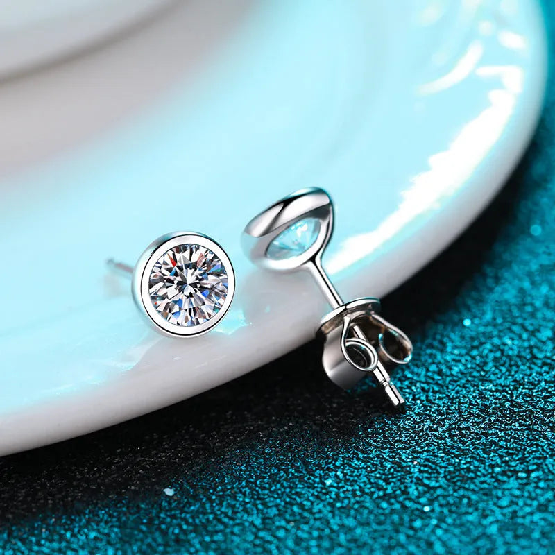 Geometric gold-plated 925 silver earrings with moissanite or zircon gemstones