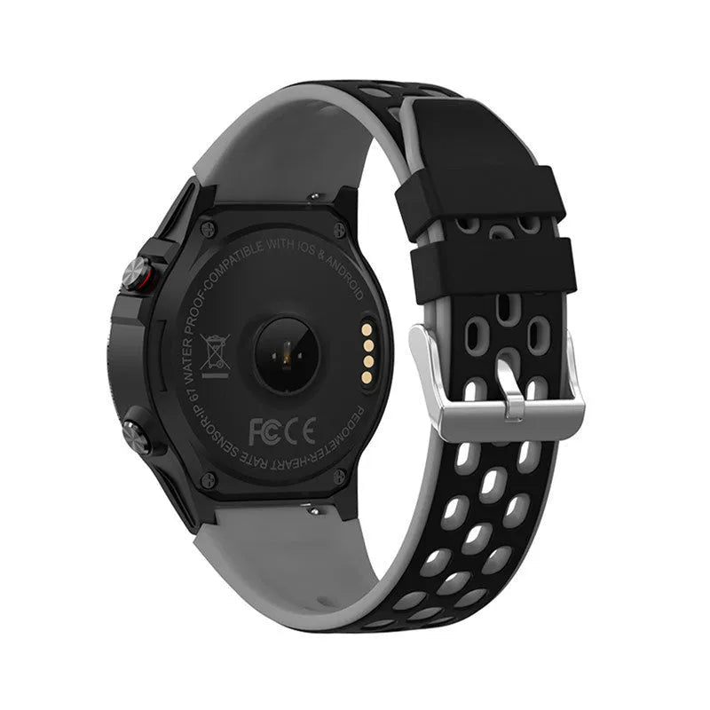 Simple outdoor sports smart watch with 1.3 inch touch screen and silicone strap in blue black silver grey green colours
