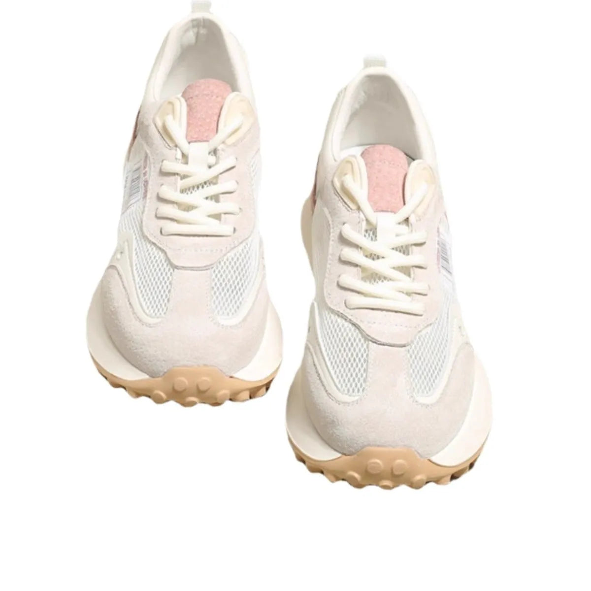 Women's low-top retro sneaker in grey with round toe, rubber sole, and mesh lining.