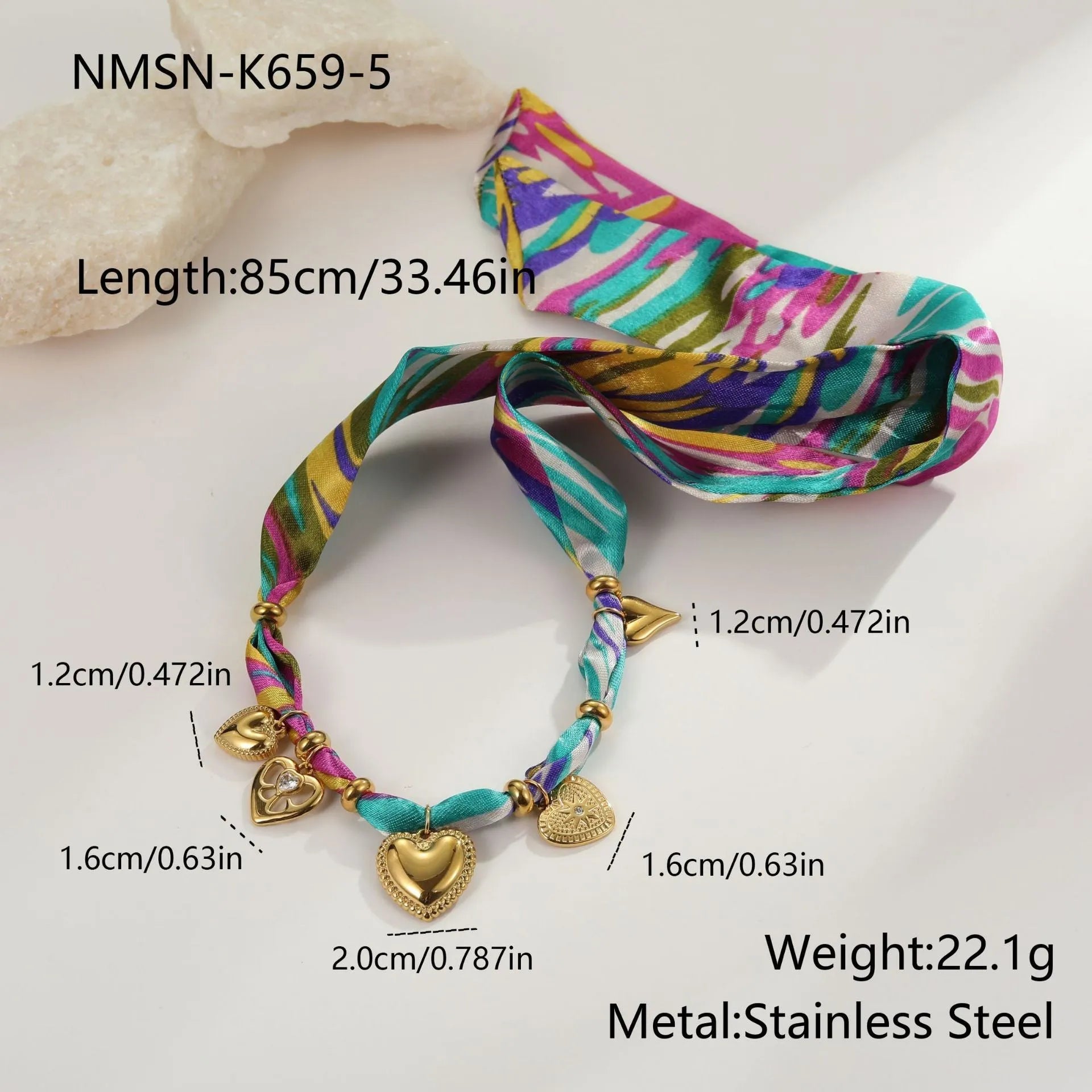 Women's stainless steel geometric pendant necklace and bracelet set with 18K gold plating