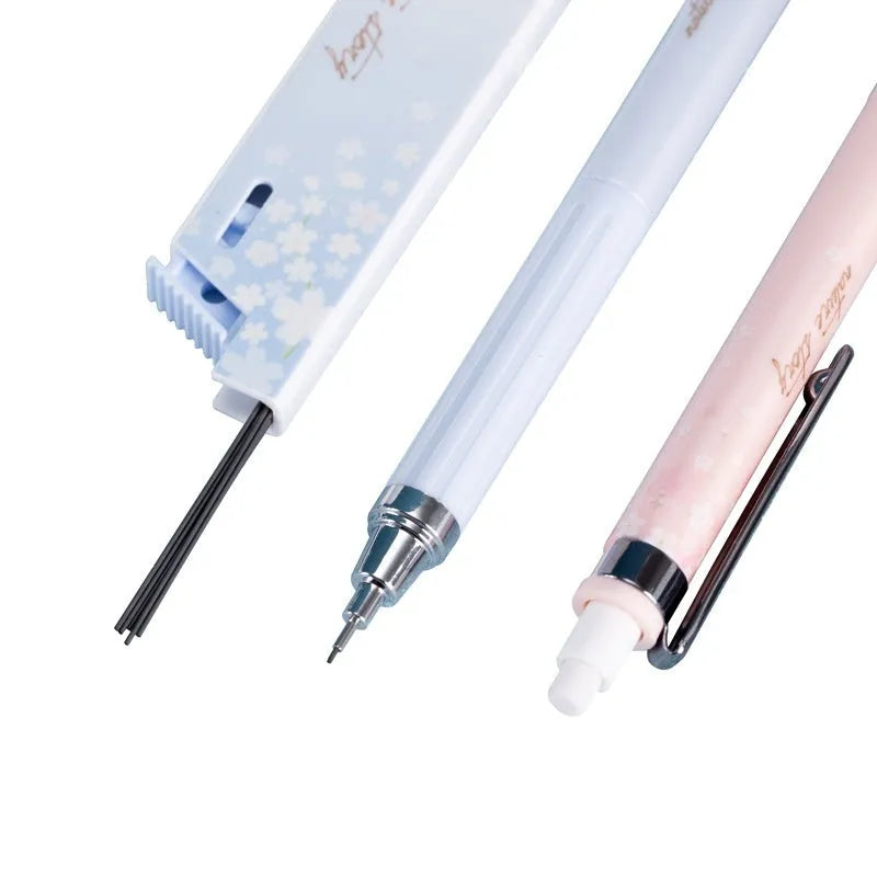 Sakura law style cartoon automatic pencil set with three pens and HB refills in mixed colours