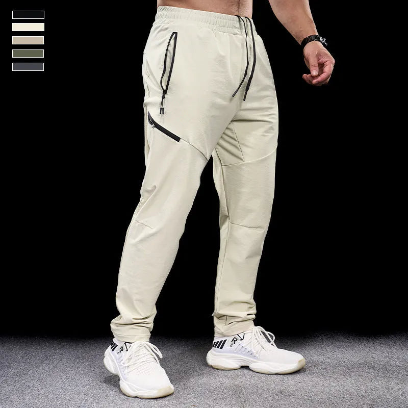 Men's waterproof quick-drying nylon exercise trousers in Army Green colour