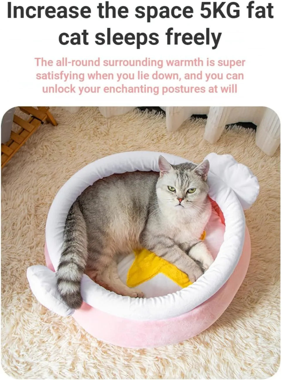Honey pot shaped cat sofa bed with removable cushion in pink or yellow colours