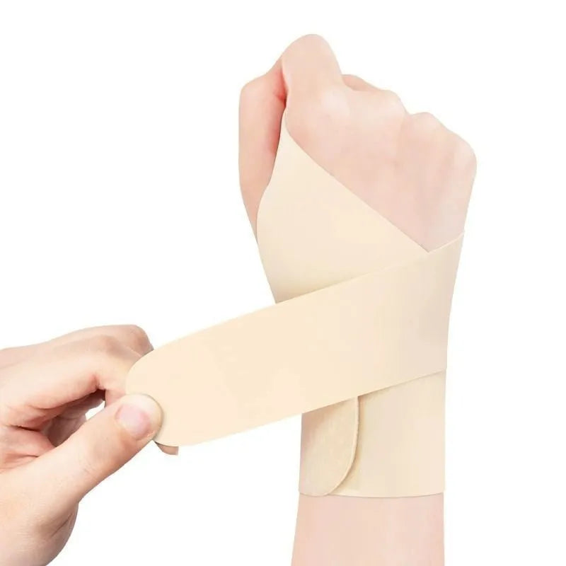 Adjustable black and skin colour athletic wristguards for badminton, tennis and volleyball sports.