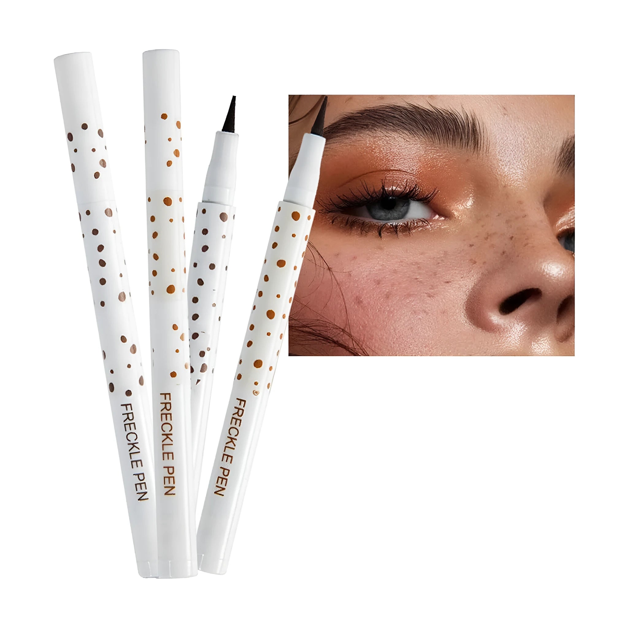 Dark brown freckle pen cosmetic marker for creating realistic false freckles on face and body