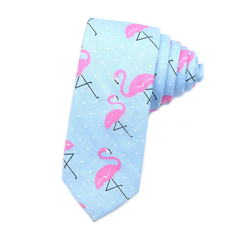 Korean-style narrow men's cotton bow tie with a printed cartoon pattern.