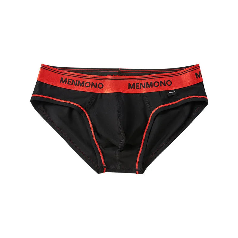 Men's low waist cotton blend briefs in a grey and blue colour block combination.