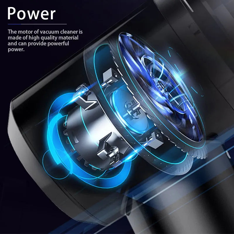 Black wireless car vacuum cleaner with handheld design for vehicle interior cleaning