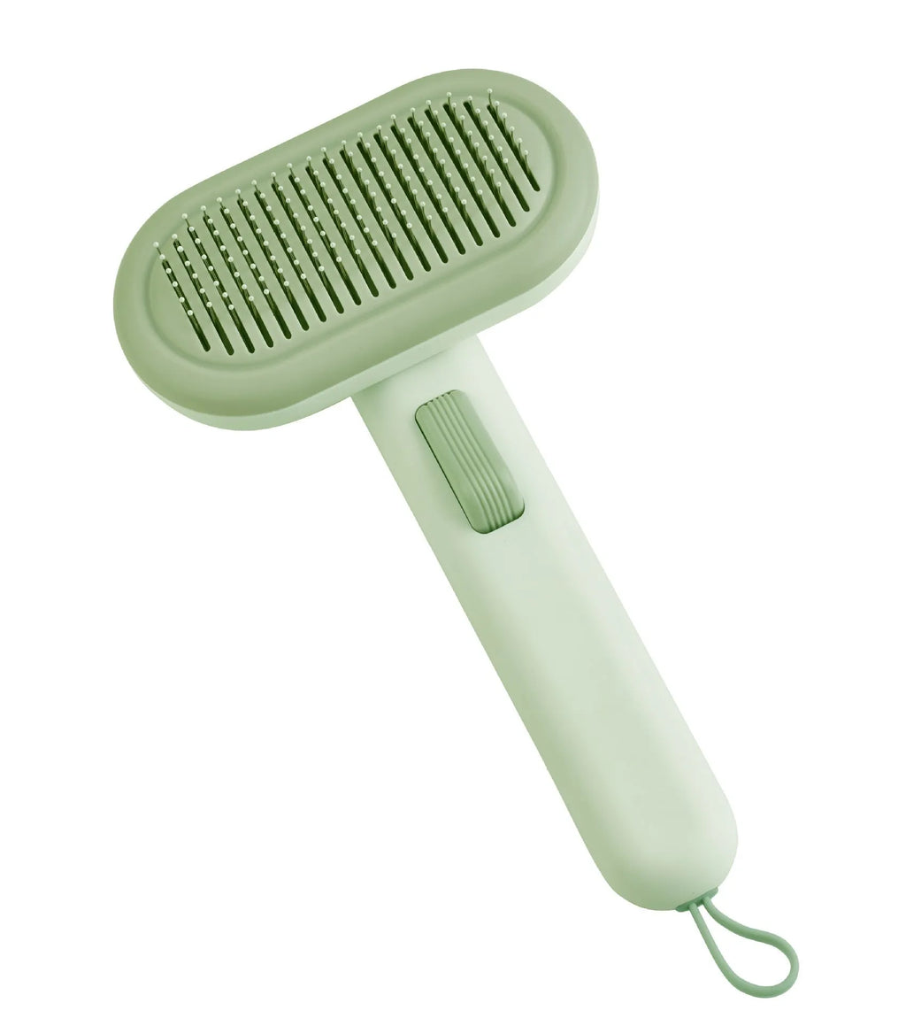 Large pet grooming comb with integrated shaver and knot untying function in light green colour
