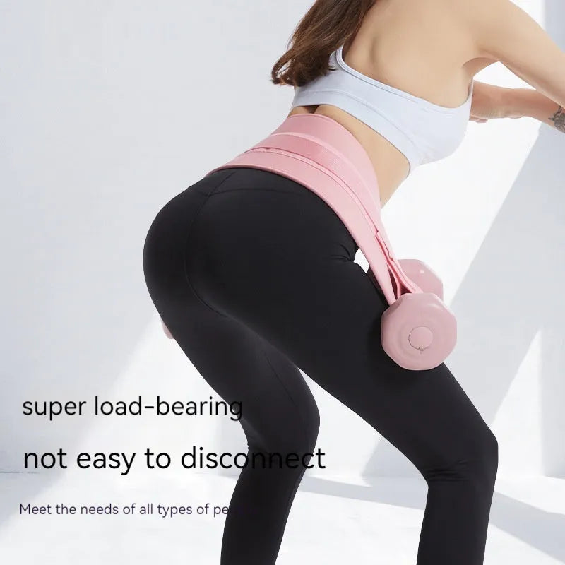 Black weight-bearing hip bridge auxiliary strap with load-bearing belt for fitness training