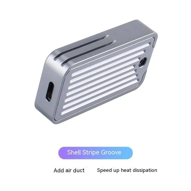 Aluminium alloy 10Gbps SSD enclosure with dual protocol support measuring 52mm x 28mm x 10mm