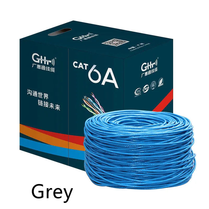 Blue Super Six Gigabit Ethernet cable spool with oxygen-free copper cores for network installations