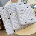 Cute rhombus embroidered bow nylon laptop storage bag in multiple colours and sizes