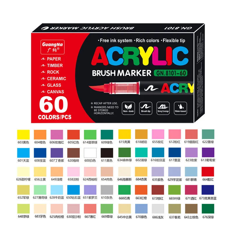 Set of straight liquid acrylic marker pens in multiple colours for art painting and graffiti projects