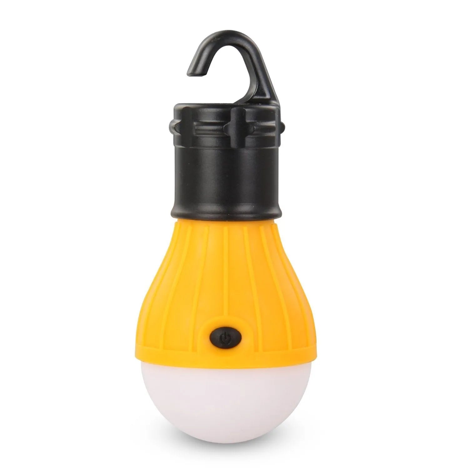 Portable hanging hook LED camping light in blue colour showing size scale