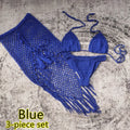 Women's handmade crochet bikini and matching beach skirt swimsuit set in acrylic fabric