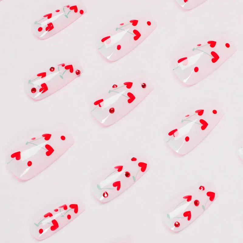 French Love Red Diamond Small Cherry Wear Armor sheets in JP1601 colour with adhesive for nail art