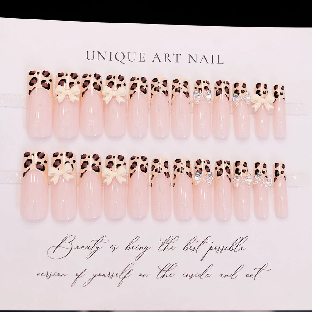 Leopard print butterfly design false nail pieces kit WM296 colour for manicure