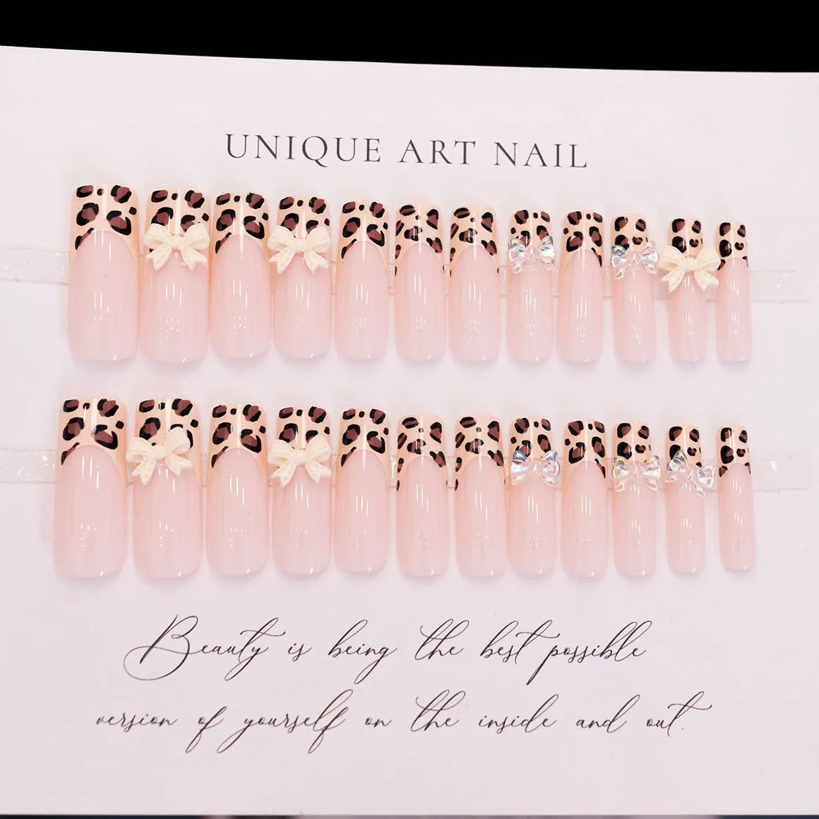 Leopard print butterfly design false nail pieces kit WM296 colour for manicure