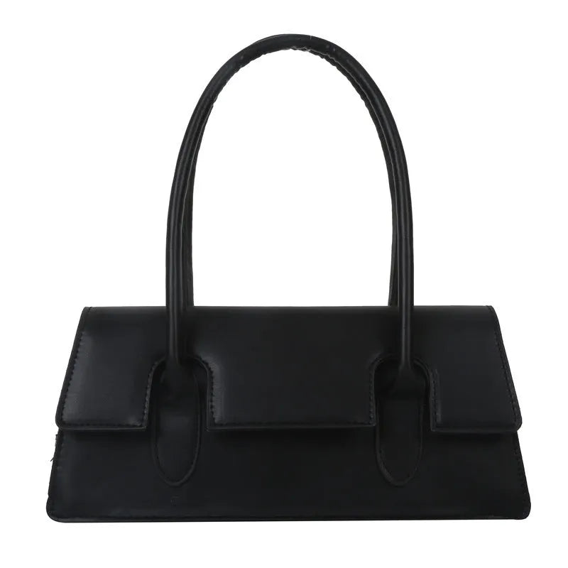 Women's retro style small square PU bag with single shoulder strap in black, brown, white, or yellow