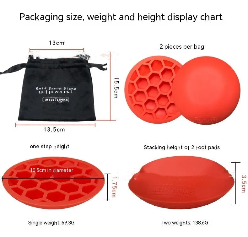 Orange-red golf training mat for centre of gravity practice with natural rubber construction