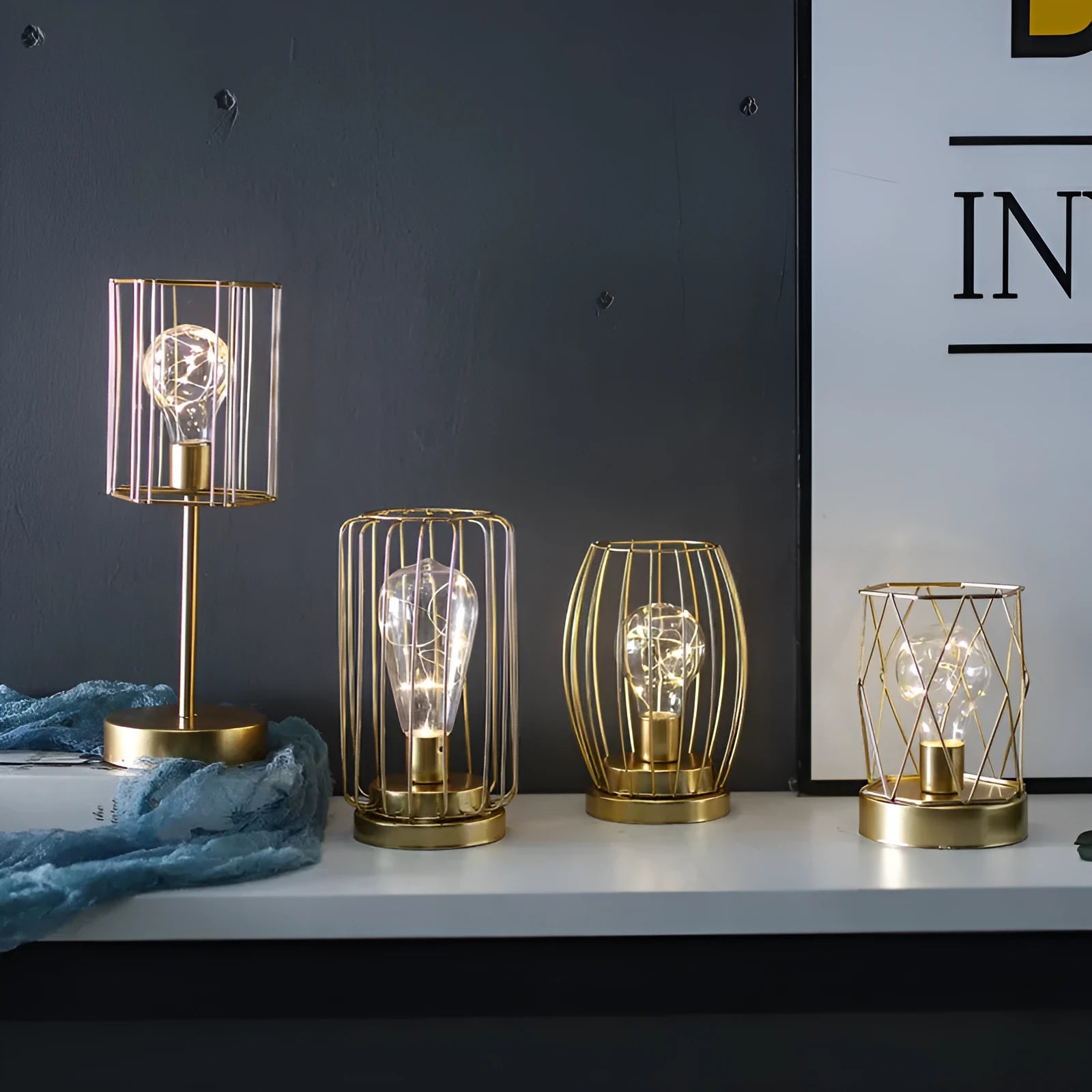 Iron geometric decorative light ornament with Nordic candle pendulum design in electroplated finish