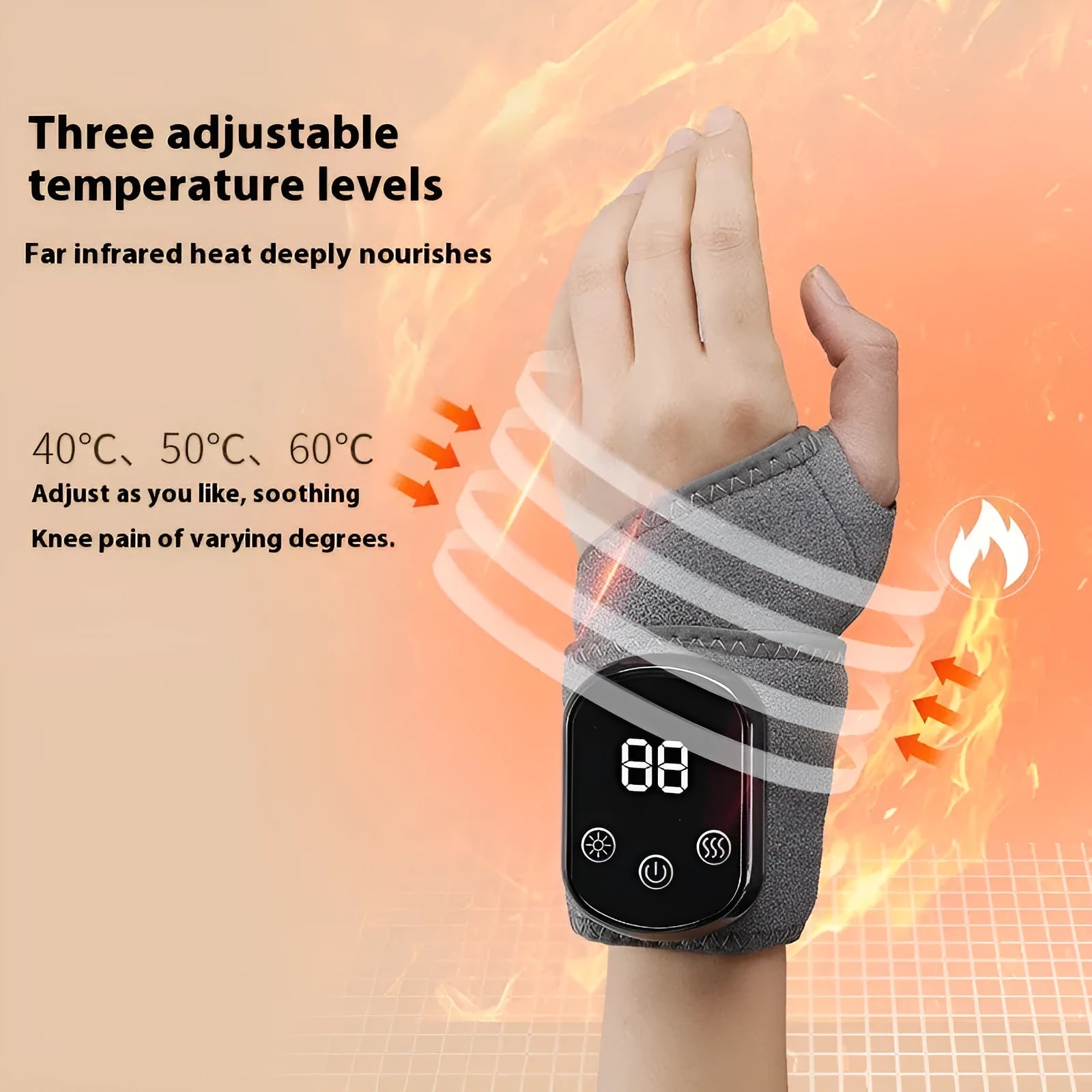Grey household hand massage instrument with heating function for wrist ankle knee physiotherapy