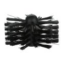 Flexible chimney and dryer vent cleaning brush with nylon bristles, shown bent.