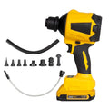 Yellow handheld lithium battery dust gun blower for office and home cleaning.